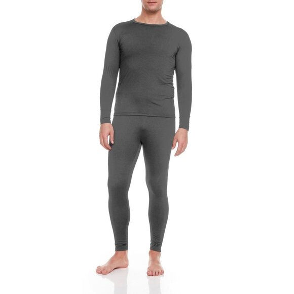Thermals Men Charcoal Underwear Microfiber Fleece Long Johns Winter Base Layer - Picture 1 of 6
